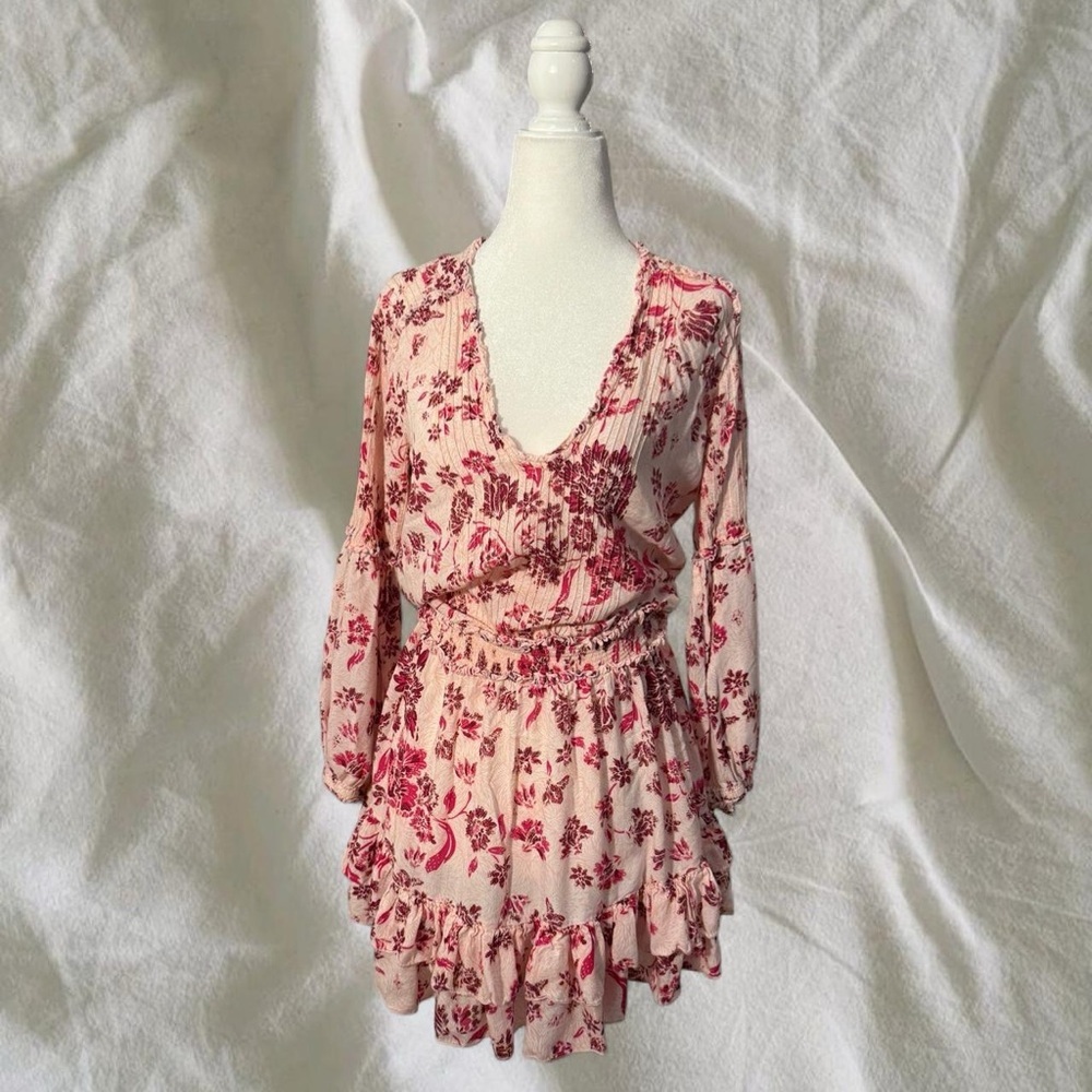 Poupette St. Barth Pink Floral Mini Dress